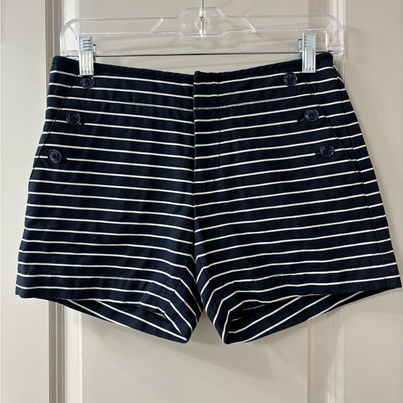 Tommy Hilfiger Women's Navy and White Striped High Waist Shorts - Picture 1 of 6